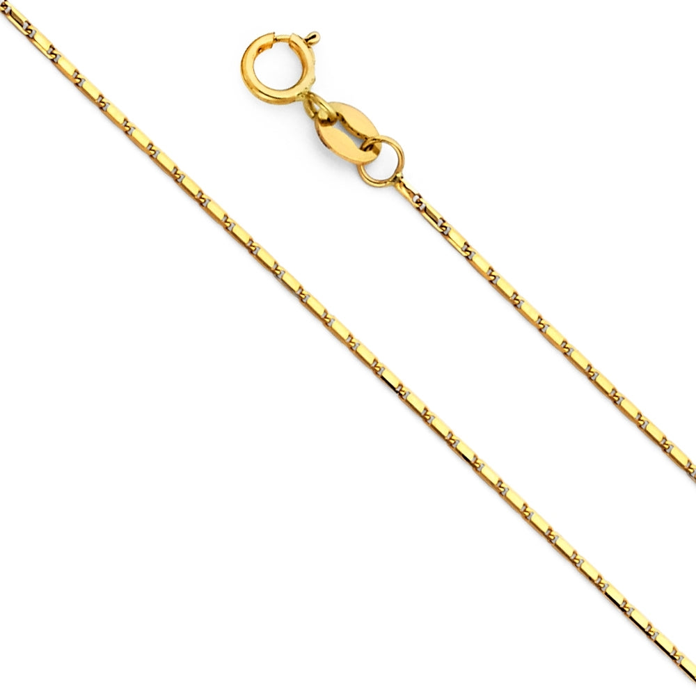 14K Solid Yellow Gold Oval Chain 1.1mm thick 18 Inches. Made in Italy