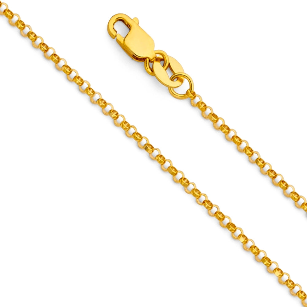 14K Solid Yellow Gold Rolo Chain 1.8mm thick 20 Inches. Made in Italy