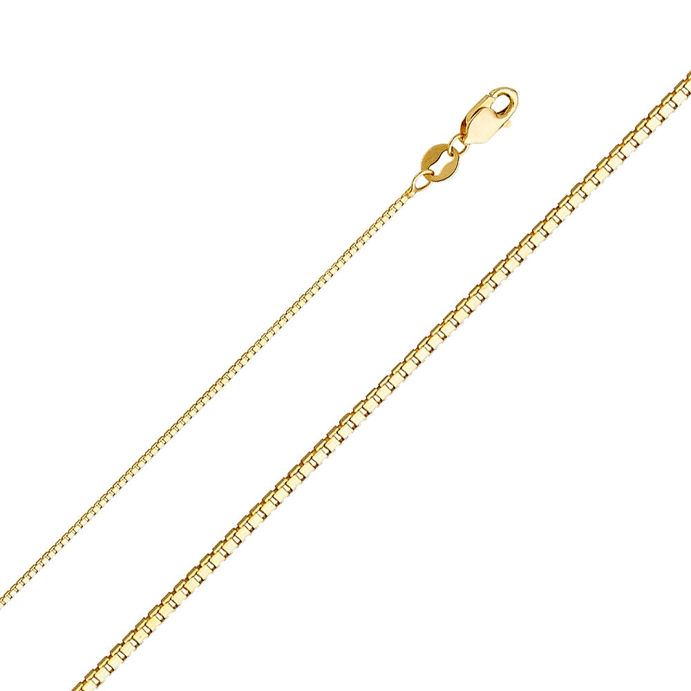 14K Solid Yellow Gold Box Chain 0.9mm thick 24 Inches. Made in Italy