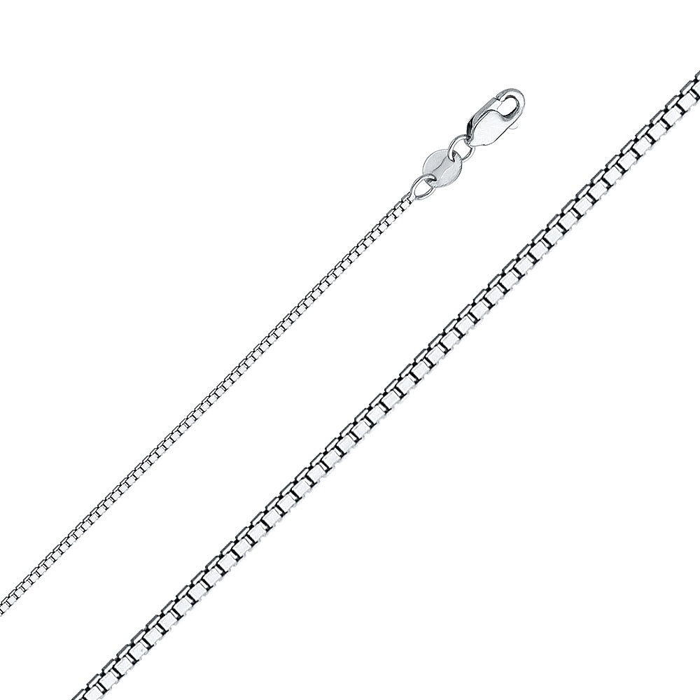 14K Solid White Gold Box Chain 1.1mm thick 20 Inches. Made in Italy