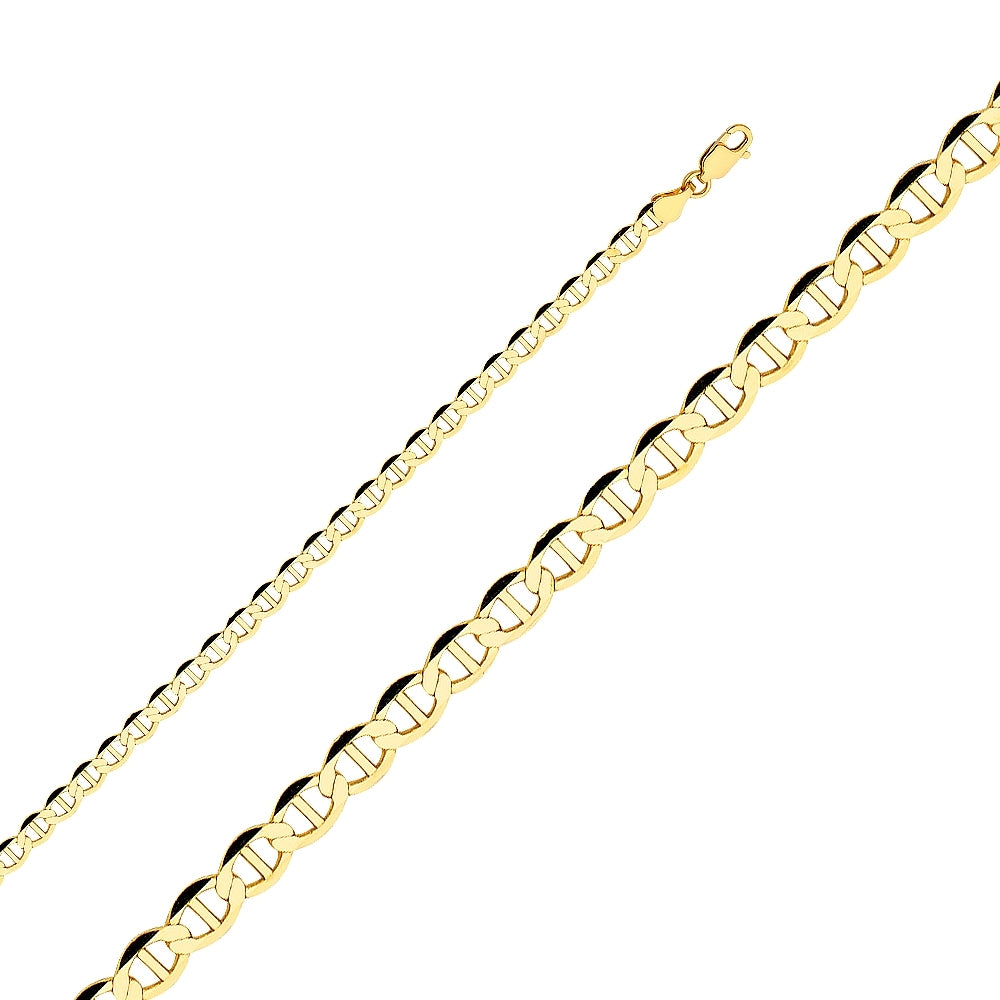 14K Solid Yellow Gold Heavy Mariner Chain 4.8mm thick 18 Inches. Made in Italy