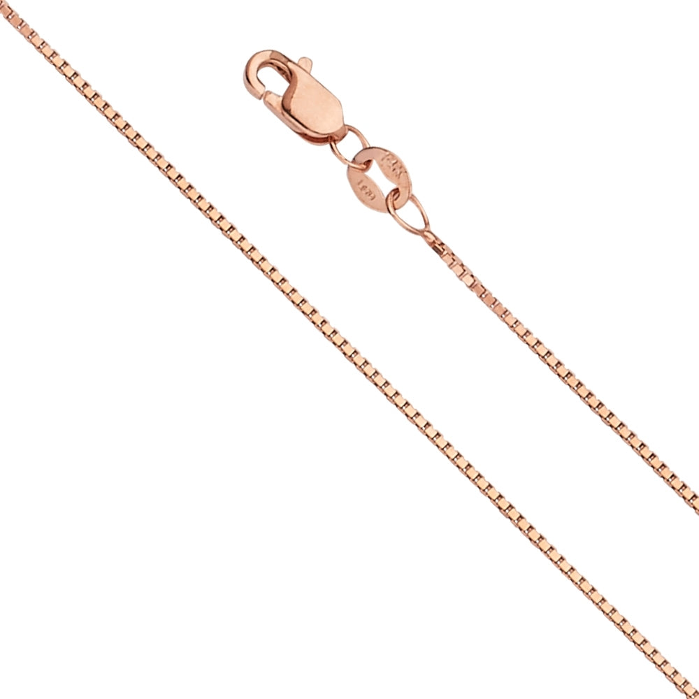 14K Solid Rose Gold Box Chain 0.9mm thick 24 Inches. Made in Italy