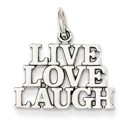14K White Gold Polished Live Love Laugh Charm