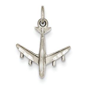 14K White Gold 3-D Airplane Charm
