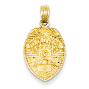 14K Gold Police Officer Badge Pendant