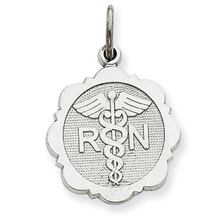 14K White Gold Registered Nurse Disc Charm