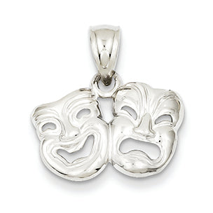 14K White Gold Polished Open-Backed Comedy/Tragedy Pendant
