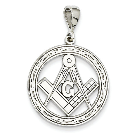 14K White Gold Large Masonic Pendant