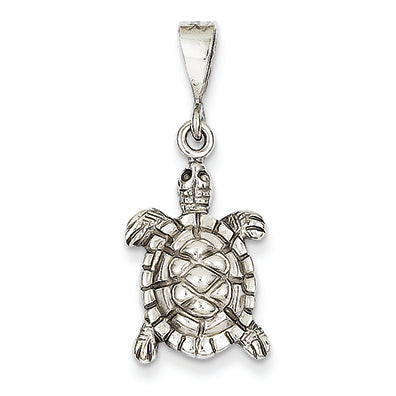 14K White Gold Solid Polished Open-Backed Turtle Charm
