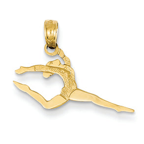 14K Gold Solid Polished Gymnast Pendant