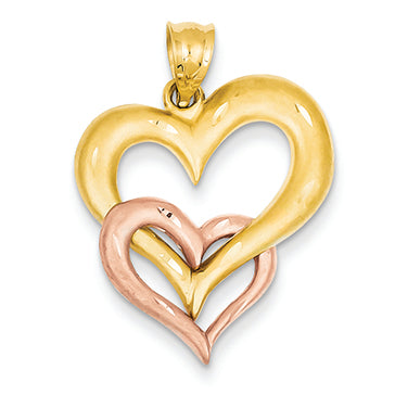 14K Gold Two-Tone Fancy Heart Charm