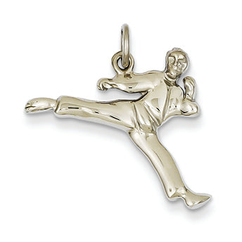 14K White Gold Solid Open-Backed Karate Male Charm