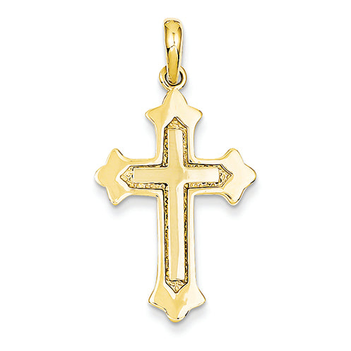 14K Gold Two-tone Fleur De Lis Cross Pendant