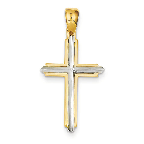 14K Gold Two-tone Fancy Cross Pendant