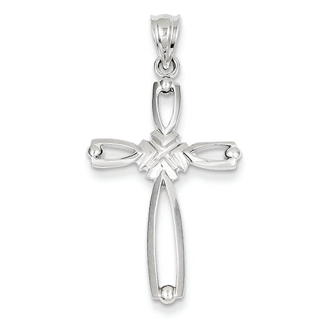 14K White Gold Polished Cross Pendant