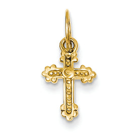 14K Gold Tiny Budded Cross Charm