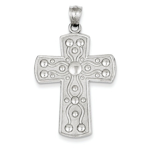 14K White Gold Cross with Serenity Prayer Pendant