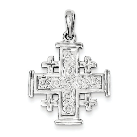 14K White Gold Jerusalem Cross Pendant