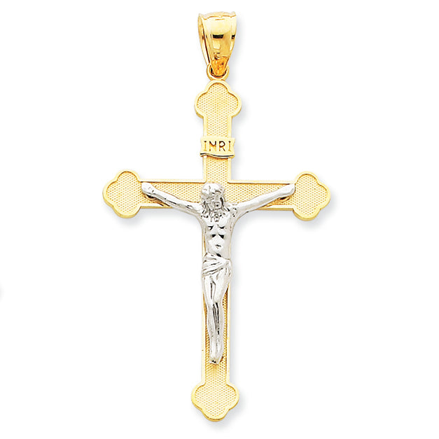 14K Gold Two-tone INRI Crucifix Pendant