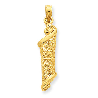 14K Gold Torah with Star of David Pendant