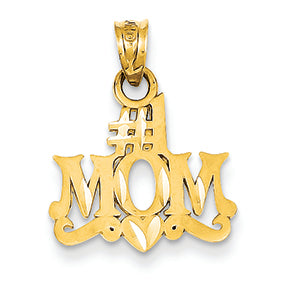 14K Gold Satin D/C #1 Mom Pendant