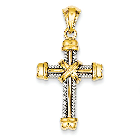 14K Gold Two-tone Cross Pendant