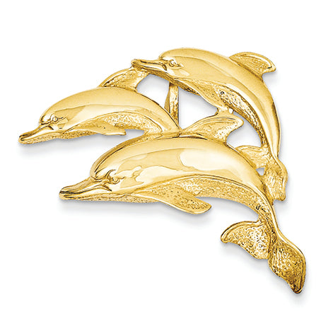 14K Gold Triple Dolphin Slide