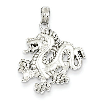 14K White Gold Small Dragon Pendant