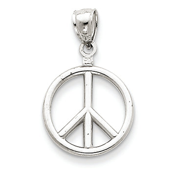 14K White Gold 3-D Peace Symbol Pendant