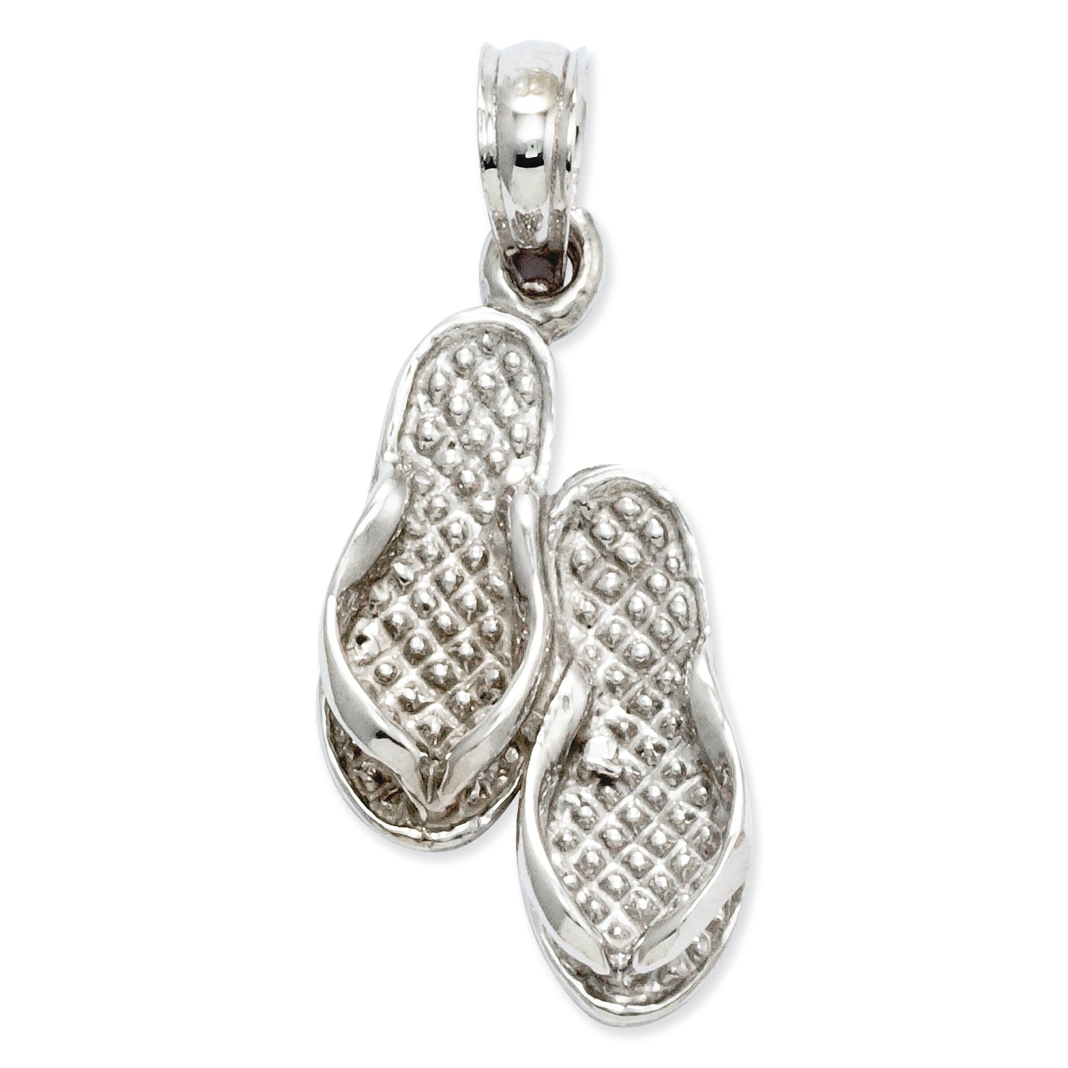 14K White Gold Double Flip-Flop Pendant