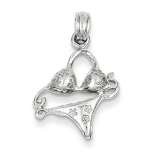 14K White Gold 3-D Bikini Bathing Suit Pendant
