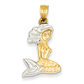 14K Gold& Rhodium 3-D Mermaid Pendant