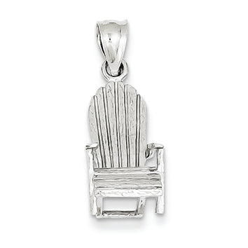 14K White Gold 3-D Adirondack Style Beach Chair Pendant