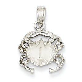 14K White Gold Crab Pendant