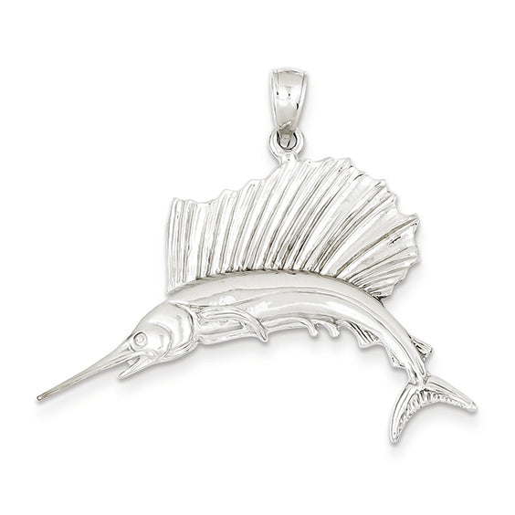 14K White Gold Sailfish Pendant