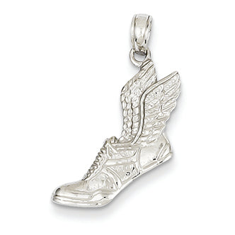 14K White Gold Running Shoe with Wings Pendant