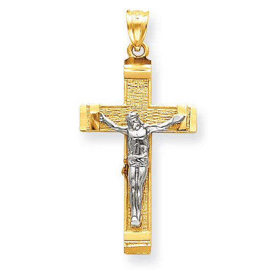 14K Gold Two-tone INRI Crucifix Pendant