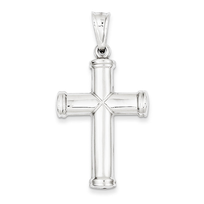 14K White Gold Hollow Cross Pendant