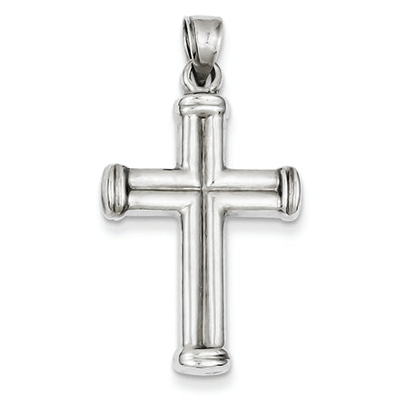 14K White Gold Hollow Cross Pendant