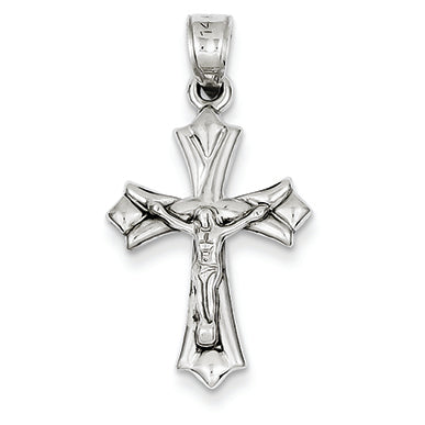 14K White Gold Reversible Crucifix /Cross Pendant