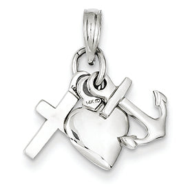 14K White Gold Faith, Hope & Charity Charm