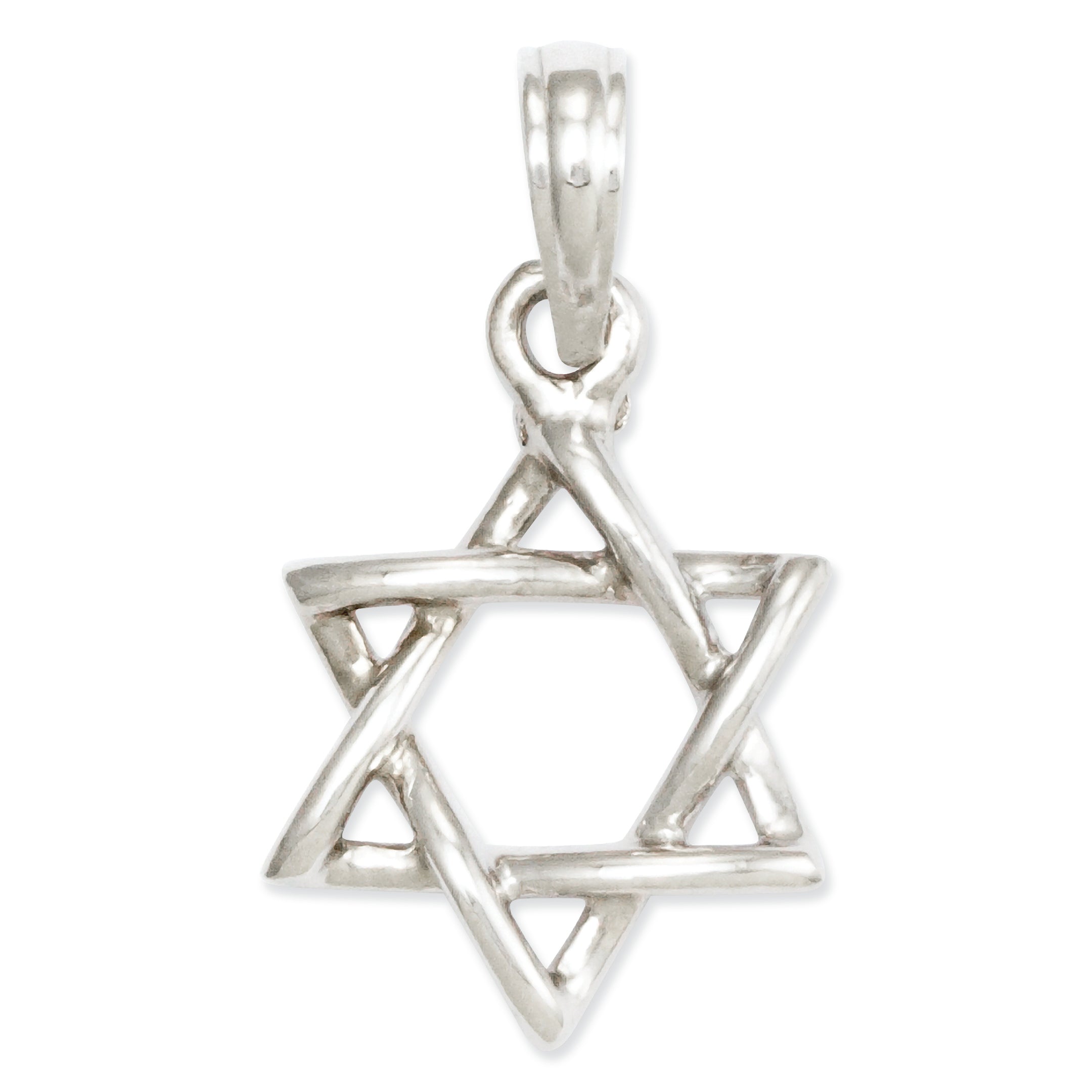 14K White Gold 3-D Star of David Pendant