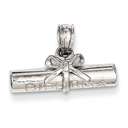 14K White Gold 3-D Rolled Diploma Pendant