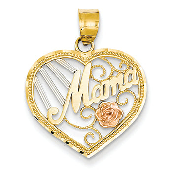 14K Gold Two-tone Mama Heart Charm