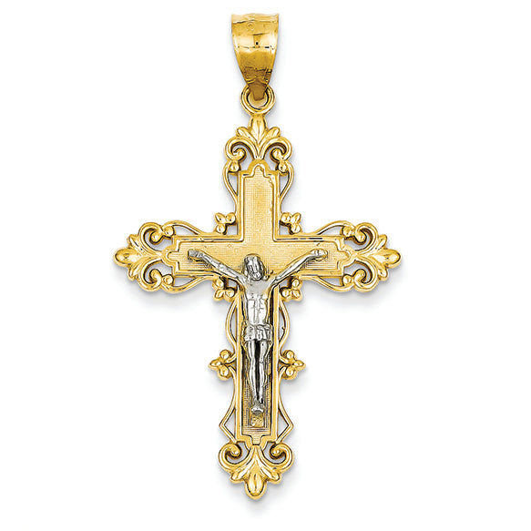 14K Gold Two-tone Crucifix Pendant