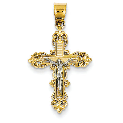 14K Gold Two-tone Crucifix Pendant