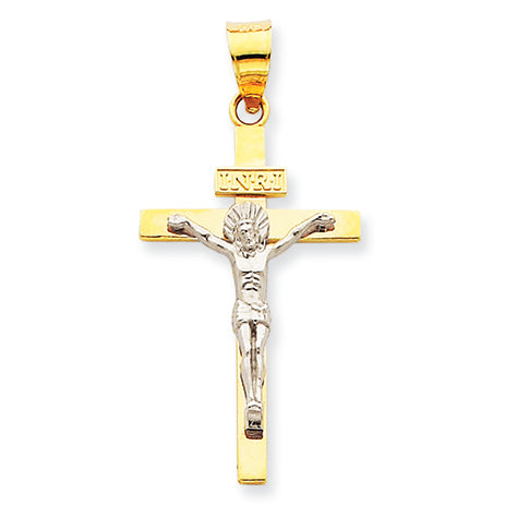 14K Gold Two-tone INRI Crucifix Pendant