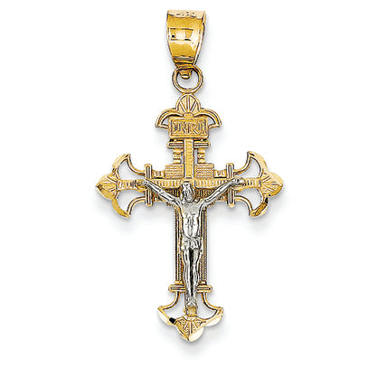 14K Gold Two-tone INRI Crucifix Charm