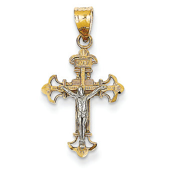 14K Gold Two-tone INRI Crucifix Charm