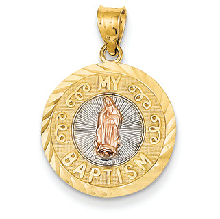 14K Gold Two-tone & Rhodium Our Lady of Guadalupe My Baptism Charm